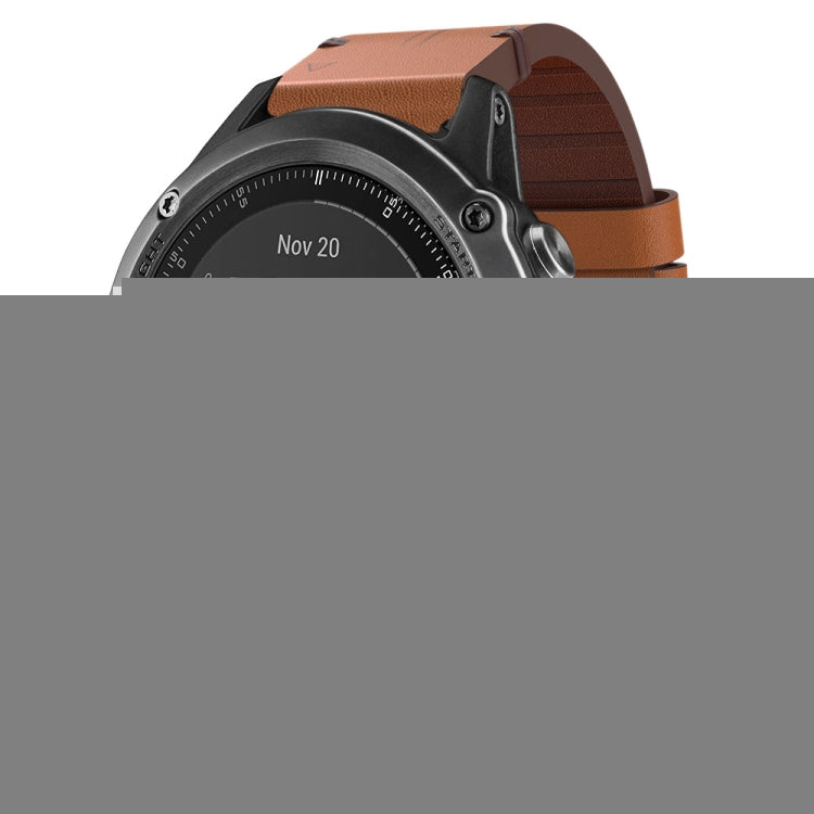 26mm Leather Steel Buckle Watch Band, For Garmin Descent MK 2i, For Garmin Tactix 7 Pro, For Garmin Fenix 3, For Garmin Fenix 5X Plus, For Garmin Enduro 2, For Garmin Fenix 6X Pro, For Garmin Fenix 7X, For Garmin Fenix 3 HR, For Garmin Enduro          ...