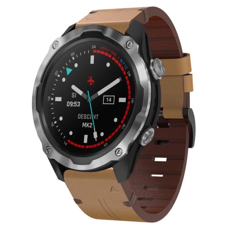 26mm Leather Steel Buckle Watch Band, For Garmin Descent MK 2i, For Garmin Tactix 7 Pro, For Garmin Fenix 3, For Garmin Fenix 5X Plus, For Garmin Enduro 2, For Garmin Fenix 6X Pro, For Garmin Fenix 7X, For Garmin Fenix 3 HR, For Garmin Enduro          ...