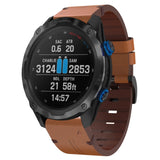 26mm Leather Steel Buckle Watch Band, For Garmin Descent MK 2i, For Garmin Tactix 7 Pro, For Garmin Fenix 3, For Garmin Fenix 5X Plus, For Garmin Enduro 2, For Garmin Fenix 6X Pro, For Garmin Fenix 7X, For Garmin Fenix 3 HR, For Garmin Enduro          ...
