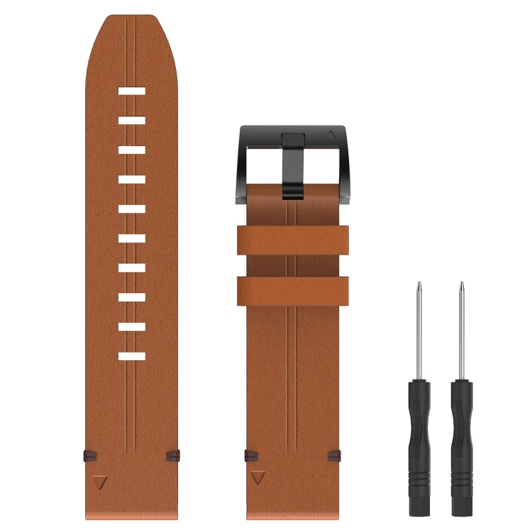 26mm Leather Steel Buckle Watch Band, For Garmin Descent MK 2i, For Garmin Tactix 7 Pro, For Garmin Fenix 3, For Garmin Fenix 5X Plus, For Garmin Enduro 2, For Garmin Fenix 6X Pro, For Garmin Fenix 7X, For Garmin Fenix 3 HR, For Garmin Enduro          ...