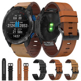 26mm Leather Steel Buckle Watch Band, For Garmin Descent MK 2i, For Garmin Tactix 7 Pro, For Garmin Fenix 3, For Garmin Fenix 5X Plus, For Garmin Enduro 2, For Garmin Fenix 6X Pro, For Garmin Fenix 7X, For Garmin Fenix 3 HR, For Garmin Enduro          ...