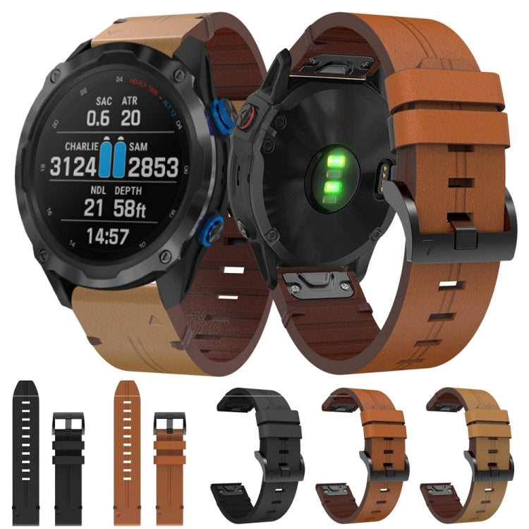 26mm Leather Steel Buckle Watch Band, For Garmin Descent MK 2i, For Garmin Tactix 7 Pro, For Garmin Fenix 3, For Garmin Fenix 5X Plus, For Garmin Enduro 2, For Garmin Fenix 6X Pro, For Garmin Fenix 7X, For Garmin Fenix 3 HR, For Garmin Enduro          ...