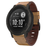 22mm Leather Steel Buckle Watch Band, For Garmin Instinct 2, For Garmin Forerunner 955