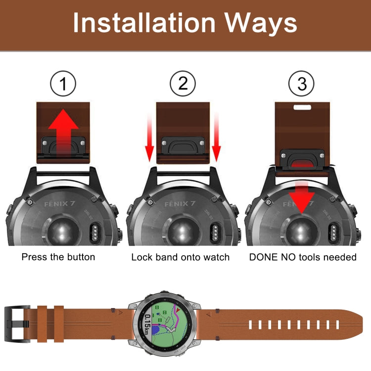 22mm Leather Steel Buckle Watch Band, For Garmin Instinct 2, For Garmin Forerunner 955