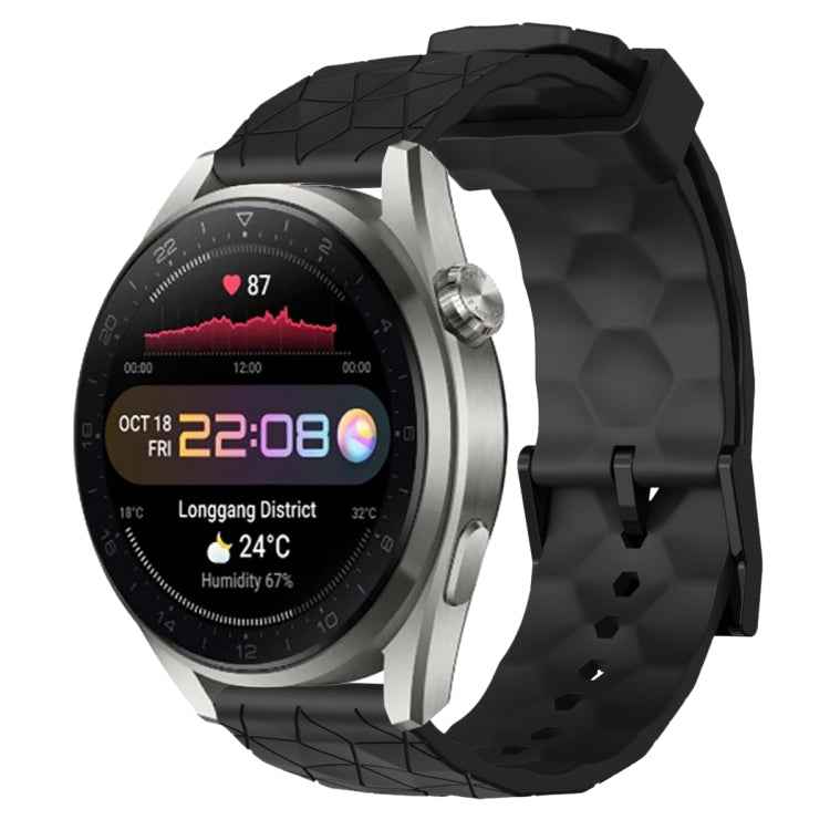 22mm Football Pattern Solid Color Silicone Watch Band, For Huawei Watch 3 Pro New