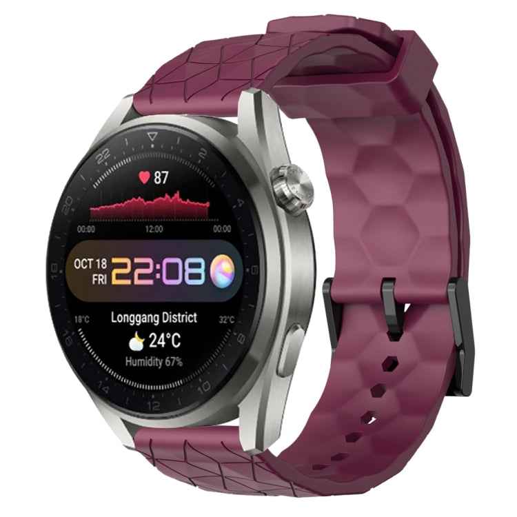 22mm Football Pattern Solid Color Silicone Watch Band, For Huawei Watch 3 Pro New