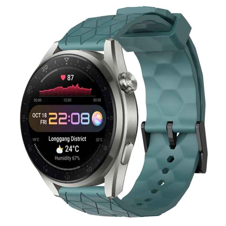 22mm Football Pattern Solid Color Silicone Watch Band, For Huawei Watch 3 Pro New