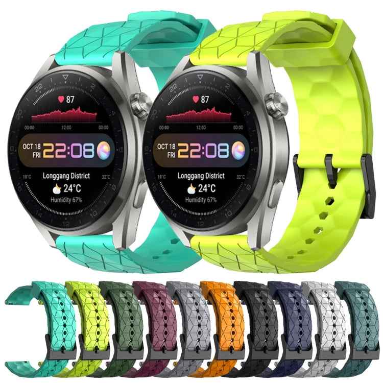 22mm Football Pattern Solid Color Silicone Watch Band, For Huawei Watch 3 Pro New