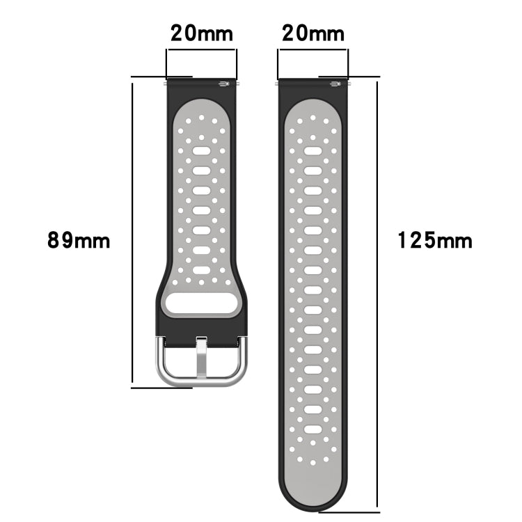 20mm Breathable Two-Color Silicone Watch Band, For Amazfit GTS 2, For Amazfit GTS, For Amazfit GTR 42mm