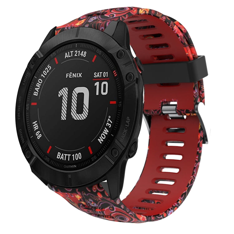 26mm Camouflage Printed Silicone Watch Band, For Garmin Enduro, For Garmin Fenix 6X, For Garmin Fenix 6X Pro, For Garmin Fenix 6X Sapphire, For Garmin Fenix 5X Sapphire, For Garmin Fenix 5X Plus, For Garmin Fenix 3, For Garmin Fenix 3 HR