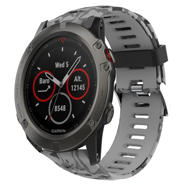 26mm Camouflage Printed Silicone Watch Band, For Garmin Enduro, For Garmin Fenix 6X, For Garmin Fenix 6X Pro, For Garmin Fenix 6X Sapphire, For Garmin Fenix 5X Sapphire, For Garmin Fenix 5X Plus, For Garmin Fenix 3, For Garmin Fenix 3 HR