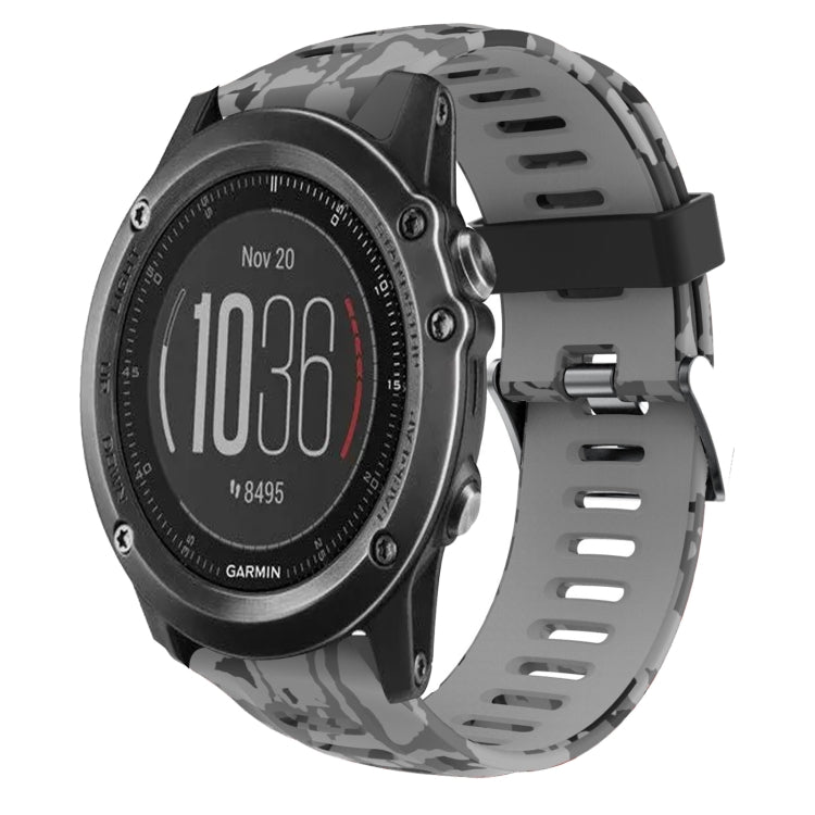26mm Camouflage Printed Silicone Watch Band, For Garmin Enduro, For Garmin Fenix 6X, For Garmin Fenix 6X Pro, For Garmin Fenix 6X Sapphire, For Garmin Fenix 5X Sapphire, For Garmin Fenix 5X Plus, For Garmin Fenix 3, For Garmin Fenix 3 HR