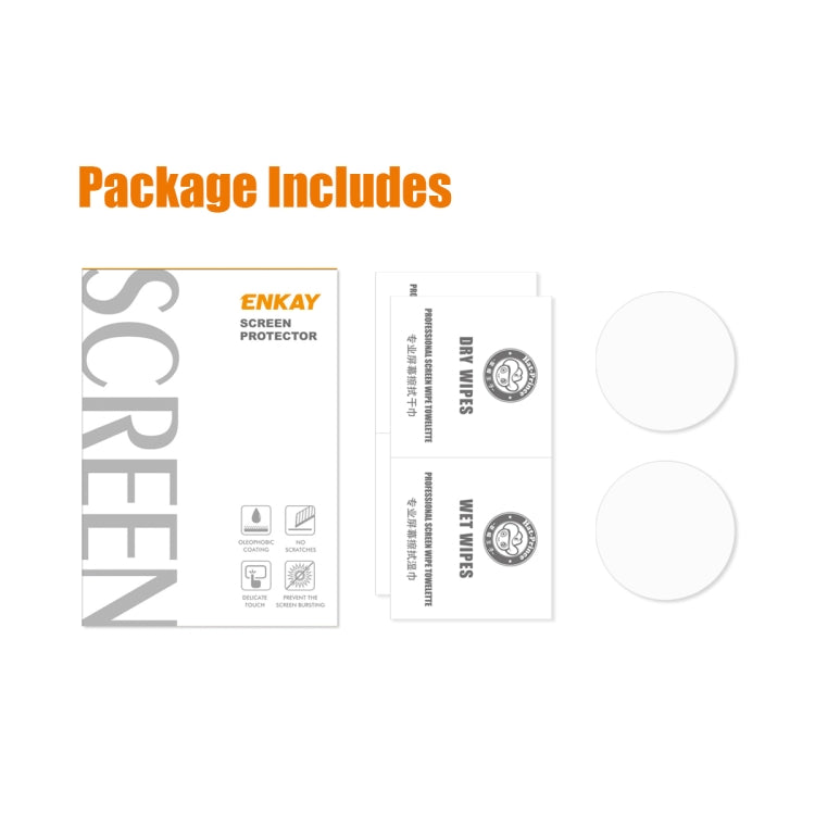 2pcs ENKAY 0.2mm 9H Tempered Glass Screen Protector Watch Film, For Garmin Approach S70 42mm, For Garmin Epix Pro Gen 2 51mm