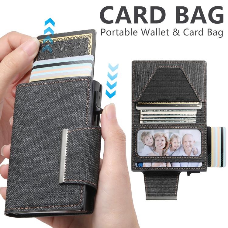 Suteni Denim Buckle Button Automatically Pops Out the Card Box