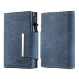 Suteni Denim Buckle Button Automatically Pops Out the Card Box