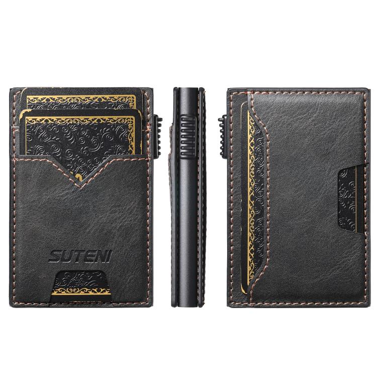 The Suteni denim double-sided card slot button automatically ejects the card box