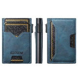 The Suteni denim double-sided card slot button automatically ejects the card box