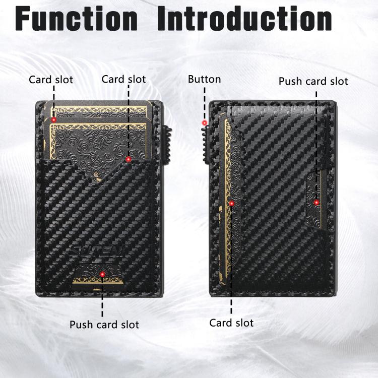 The Suteni carbon fiber pattern double-sided card insertion button automatically ejects the card box