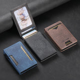 The Suteni denim pattern button automatically pops out the veneered printed card box