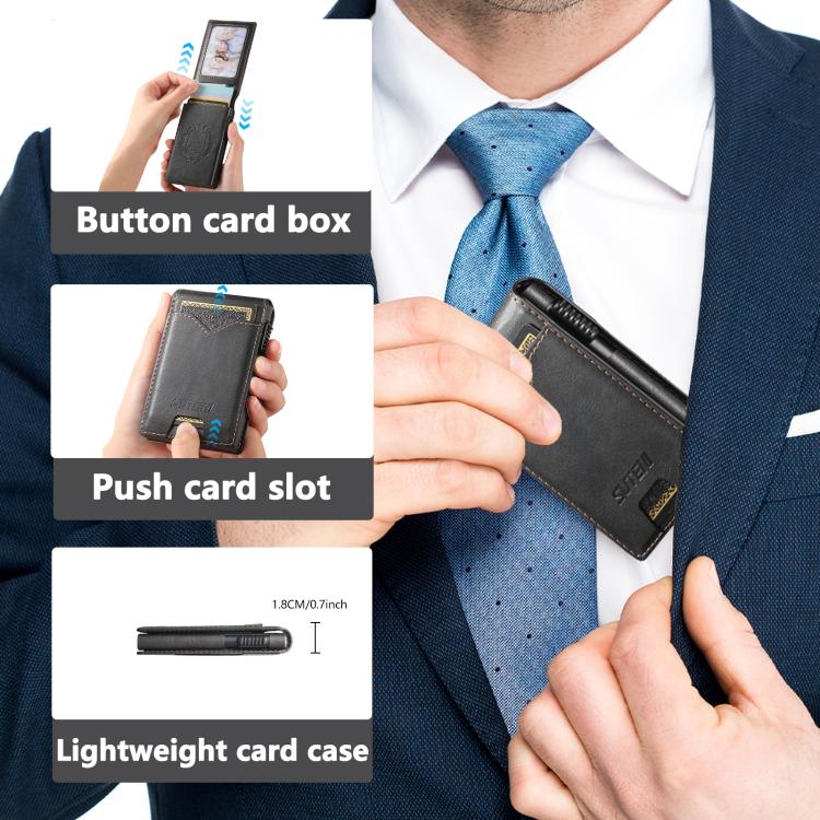 The Suteni oil wax pattern button automatically pops out the veneered printed card box