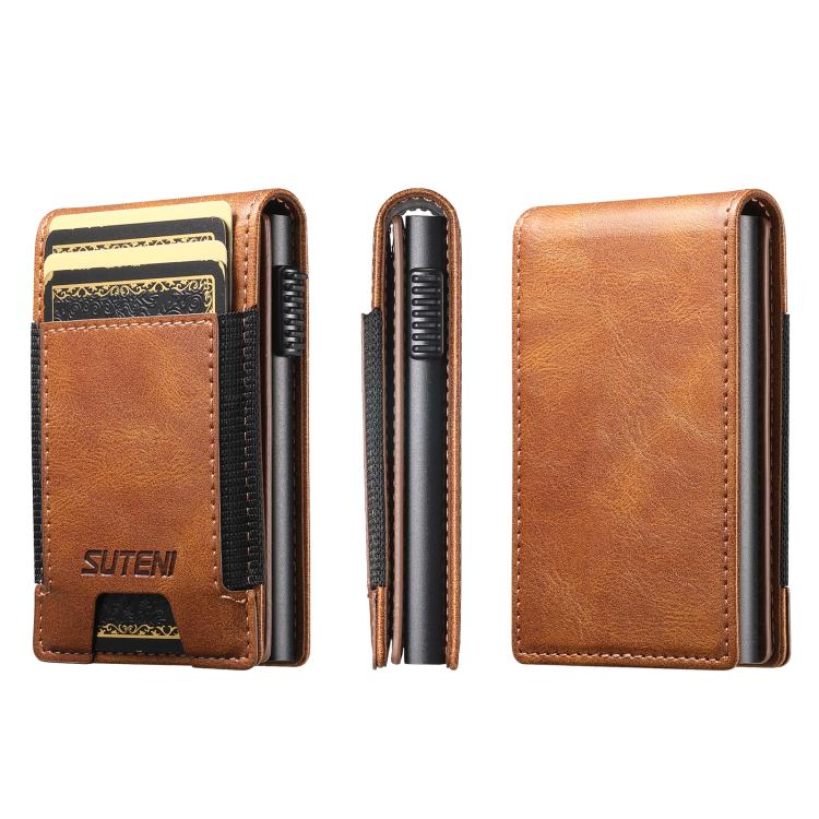 The Suteni oil wax pattern button automatically pops out the elastic band card box