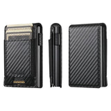 The Suteni carbon fiber pattern button automatically pops out the elastic band card box