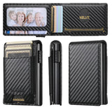 The Suteni carbon fiber pattern button automatically pops out the elastic band card box