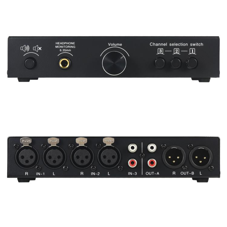 B082 3 Input 3 Output Audio Signal Selector Balanced Line Switcher, B082