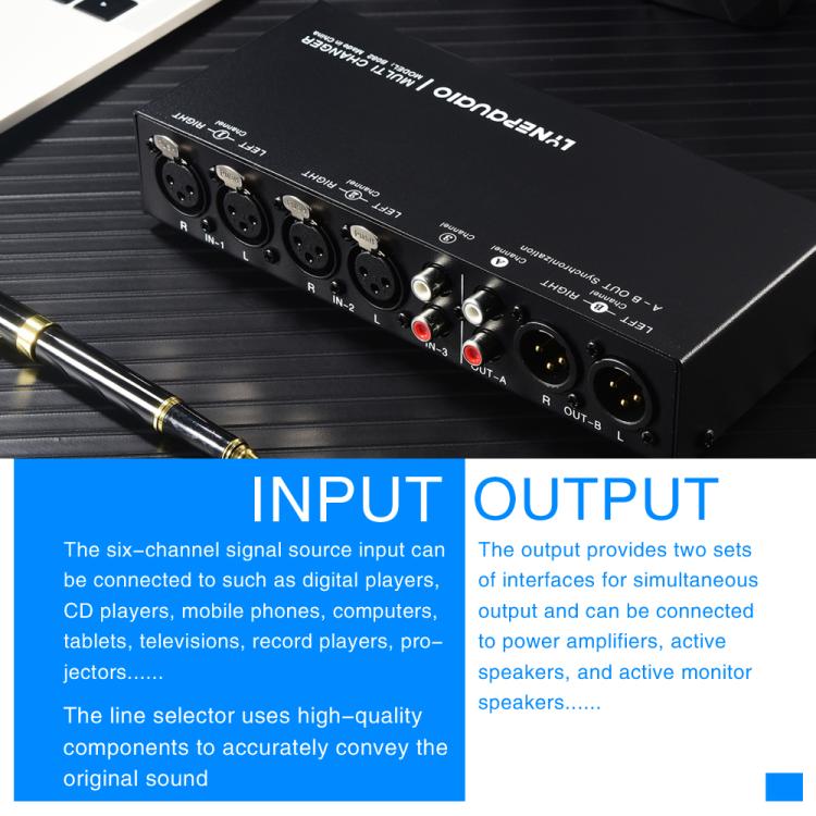 B082 3 Input 3 Output Audio Signal Selector Balanced Line Switcher, B082
