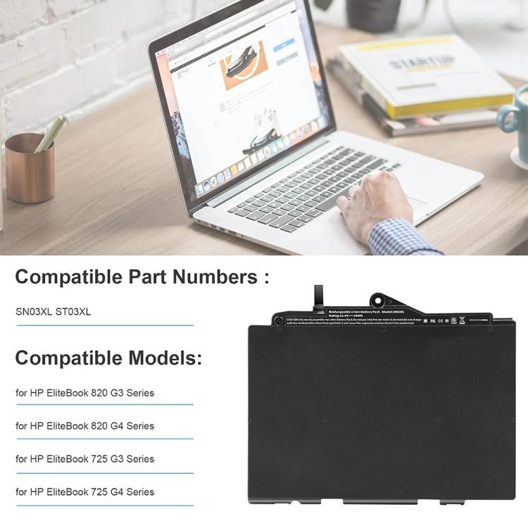 SN03XL ST03XL Battery for HP EliteBook 820 G3 G4 725 G3 G4 HSTNN-DB6V, SN03XL 11.4V 44Wh