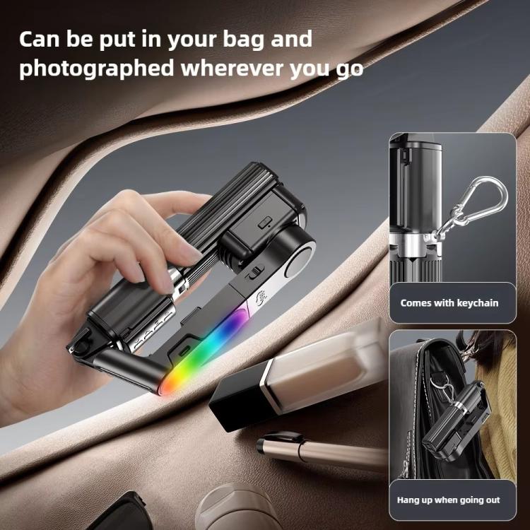 Q35 Extendable LED Selfie Stick Phone Tripod Gimbal Stabilizer with Fill Light, Q35