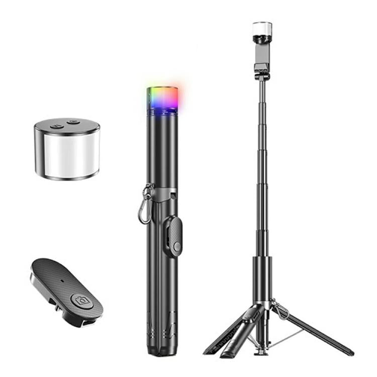 P24-D Live Streaming Anti Shake Extendable Selfie Stick Portable Phone Tripod Stand with Fill Light, P24-D