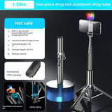 P24-D Live Streaming Anti Shake Extendable Selfie Stick Portable Phone Tripod Stand with Fill Light, P24-D