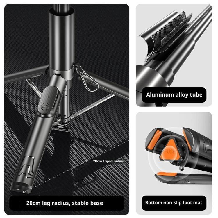 P24-D Live Streaming Anti Shake Extendable Selfie Stick Portable Phone Tripod Stand with Fill Light, P24-D