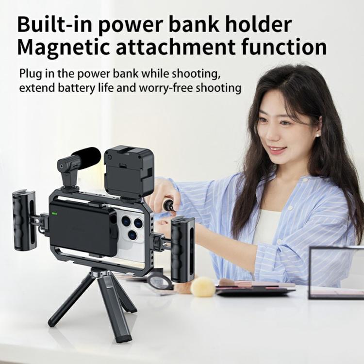 SCG-P03 Dual-Handle Magnetic 61-85mm Clip Range Aluminum Alloy Smartphone Video Stabilizer Frame