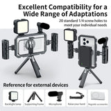 SCG-P03 Dual-Handle Magnetic 61-85mm Clip Range Aluminum Alloy Smartphone Video Stabilizer Frame