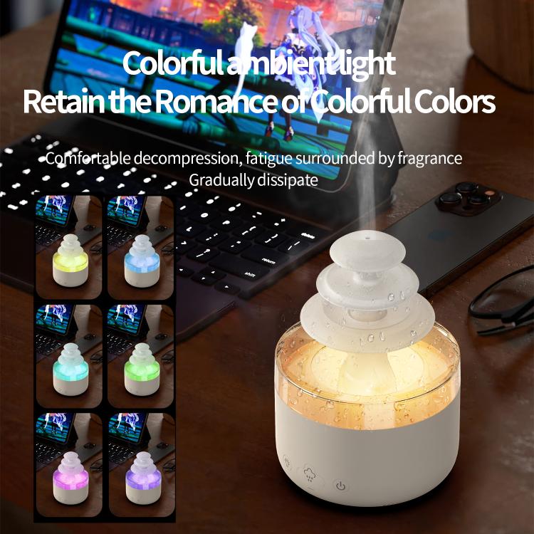 Three-color Lights Ultrasonic Humidifier Cloud Rain Aromatherapy Diffuser, Cloud Rain