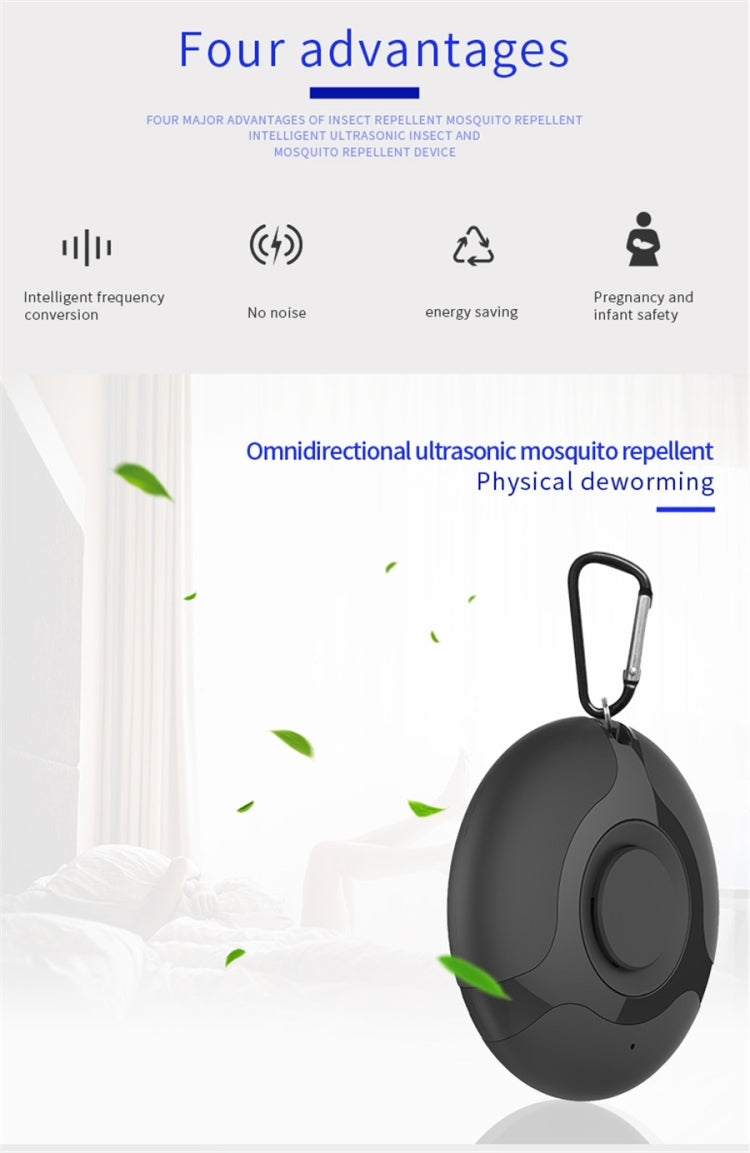 Ultrasonic Mosquito Repellent Electronics Cockroach Spider USB Charging Smart Mosquito Drive, Black, White