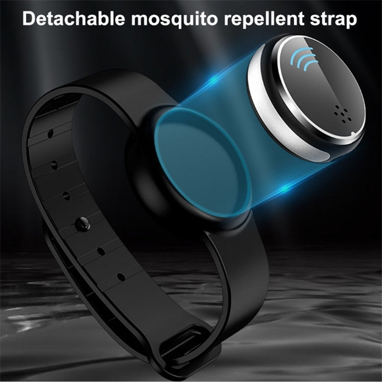 Ultrasonic Mosquito Repellent Electronic Mosquito Repellent Bracelet Outdoor Portable Watch Mosquito Repellent, Black, White