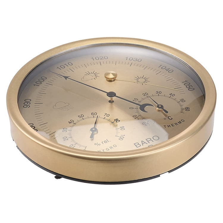 THB9392 Wall Mounted Digital Thermometer Hygrometer Household High Accuracy Pressure Gauge Air Weather Instrument Barometer, THB9392 (Gold), THB9392 132mm