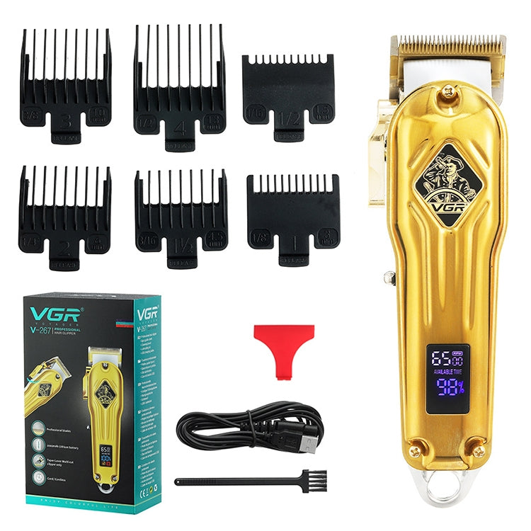 VGR V-267 10W USB Metal Hair Clipper with LED Digital Display & 5 Gears Adjustment, V-267 (Gold), V-267 (Silver)
