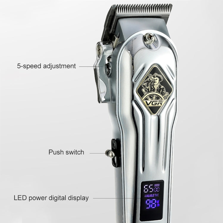 VGR V-267 10W USB Metal Hair Clipper with LED Digital Display & 5 Gears Adjustment, V-267 (Gold), V-267 (Silver)