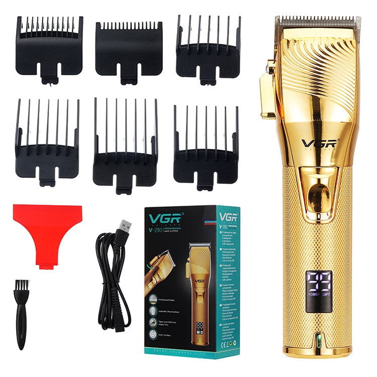 VGR V-280 10W USB Metal Electric Hair Clipper with LED Digital Display, V-280 (Black), V-280 (Gold)