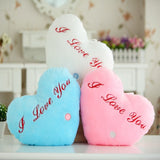 Heart Shaped English Letter Pattern Glowing Light Plush Pillow Toy Cushion