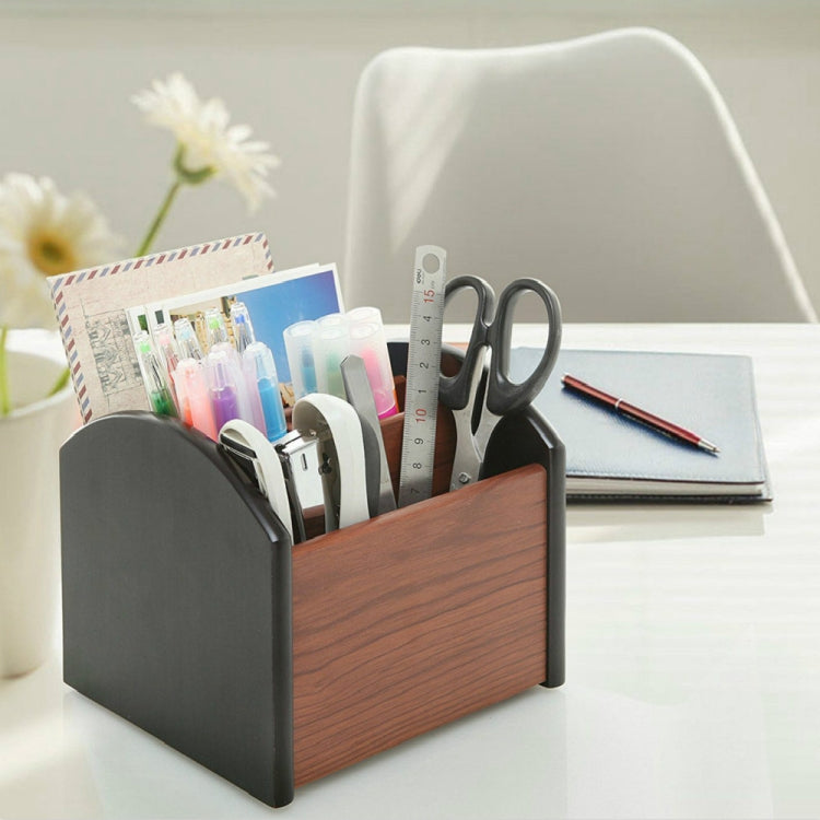 4-compartment Wooden Storage Box Pen Holder, Pen Holder