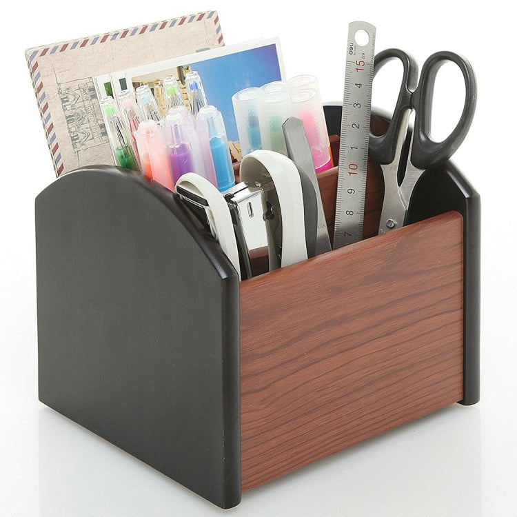 4-compartment Wooden Storage Box Pen Holder, Pen Holder