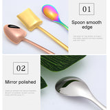 2 PCS Stainless Steel Spoon Creative Coffee Spoon Bar Ice Spoon Gold Plated Long Stirring Spoon, Round Spoon Silver, Pointed Spoon Silver, Square Spoon Silver, Round Spoon Gold, Pointed Spoon Gold, Square Spoon Gold, Round Spoon Rose Gold              ...