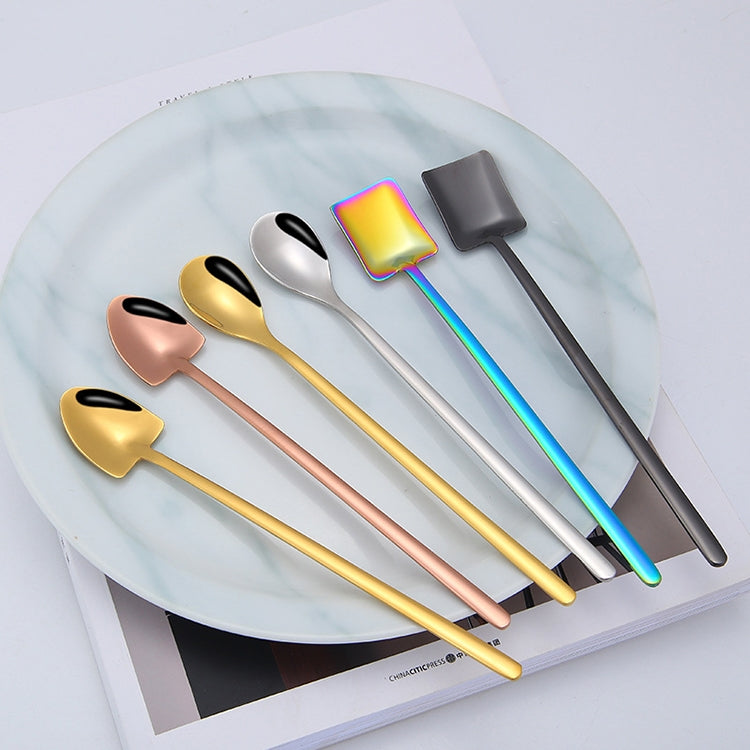 2 PCS Stainless Steel Spoon Creative Coffee Spoon Bar Ice Spoon Gold Plated Long Stirring Spoon, Round Spoon Silver, Pointed Spoon Silver, Square Spoon Silver, Round Spoon Gold, Pointed Spoon Gold, Square Spoon Gold, Round Spoon Rose Gold              ...