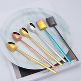 2 PCS Stainless Steel Spoon Creative Coffee Spoon Bar Ice Spoon Gold Plated Long Stirring Spoon, Round Spoon Silver, Pointed Spoon Silver, Square Spoon Silver, Round Spoon Gold, Pointed Spoon Gold, Square Spoon Gold, Round Spoon Rose Gold              ...