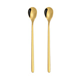 2 PCS Stainless Steel Spoon Creative Coffee Spoon Bar Ice Spoon Gold Plated Long Stirring Spoon, Round Spoon Silver, Pointed Spoon Silver, Square Spoon Silver, Round Spoon Gold, Pointed Spoon Gold, Square Spoon Gold, Round Spoon Rose Gold              ... Round Spoon Gold